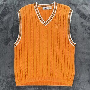 Vintage 90's University of Tennessee Sweater Vest Men L Made in USA Cable Knit